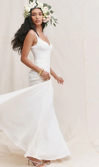 REFORMATION NWT LECCE Dress Ivory Silk Bridal Tie Wedding US0/ US 4 - Picture 2 of 13